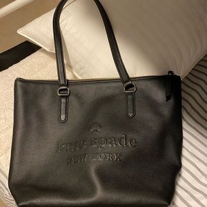Kate Spade black embossed logo tote purse